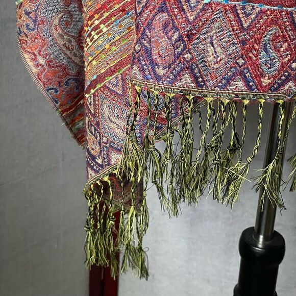 Pashmina Shawl/Scarf Multicolor w/Embroidered Designs & Tassels - Picture 14 of 15